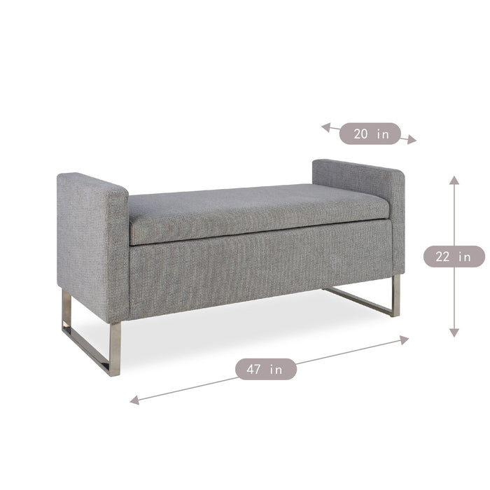 Upholstered Ottoman Bench With Storage - Dark Gray Home Essentials