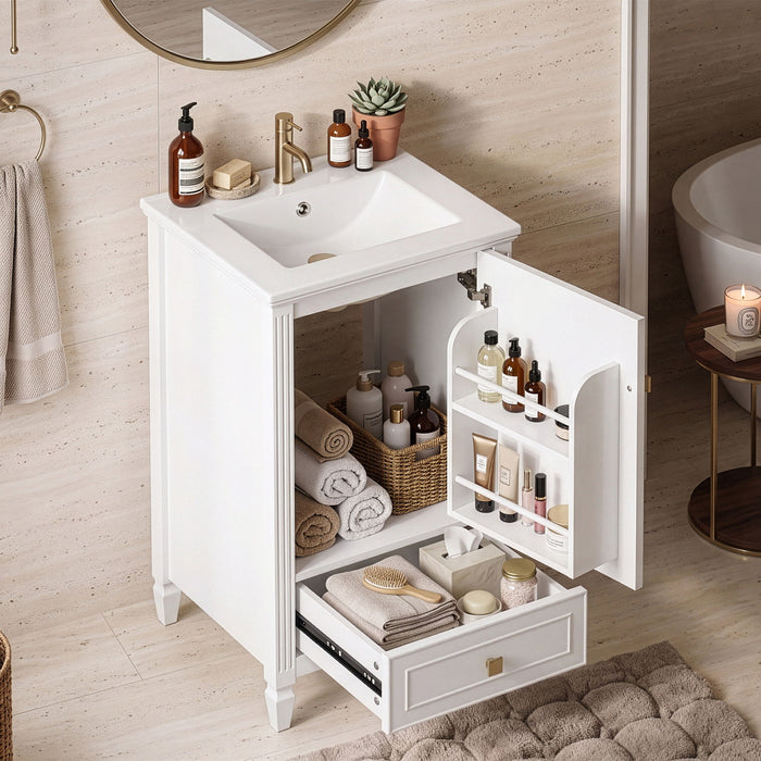 Freestanding Bathroom Vanity With Sink, Soft Closing Door, Drawer Storage - White Hearth and Haven