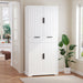 Fluted Kitchen Pantry Cabinet With 3 Keyboard Drawers & 6 Adjustable Door Shelves Home Essentials
