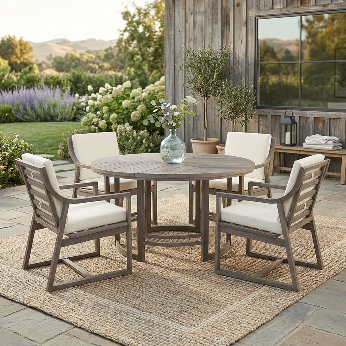 5 Piece Outdoor Dining Set, Patio Table And Chairs With Umbrella Hole Hearth and Haven