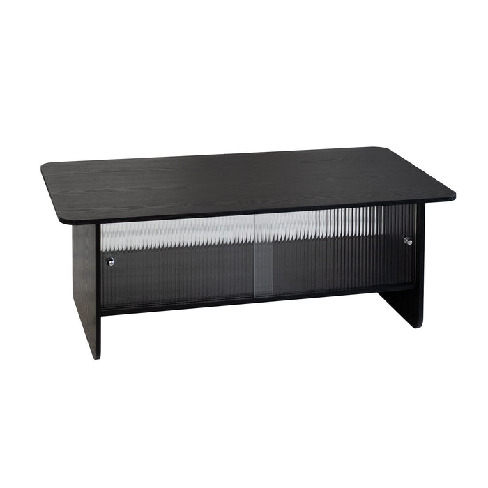 Rectangular Coffee Table With Sliding Door Storage Center Home Essentials