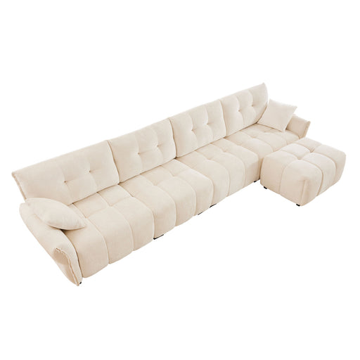 Sofa Set With Ottoman And Pillows, Textured, High Resilience Cushions Home Essentials