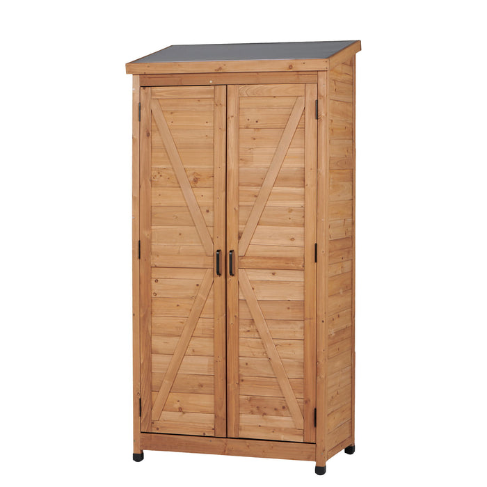 Outdoor Storage Shed With Vertical Tool Cabinet For Backyard Home Essentials