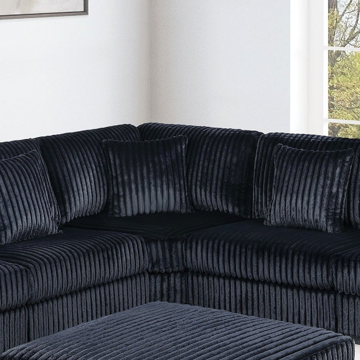 1 Piece Corner Wedge Only Texture Upholstered Modular Living Room Furniture - Black Home Essentials
