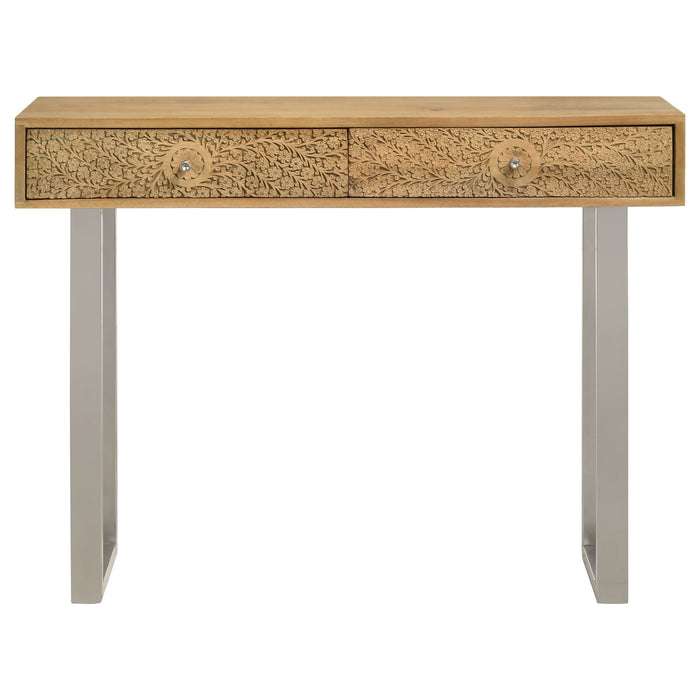 Harmony - 2 Drawer Table With Sled Base In Tones Accents - Natural Furniture Max