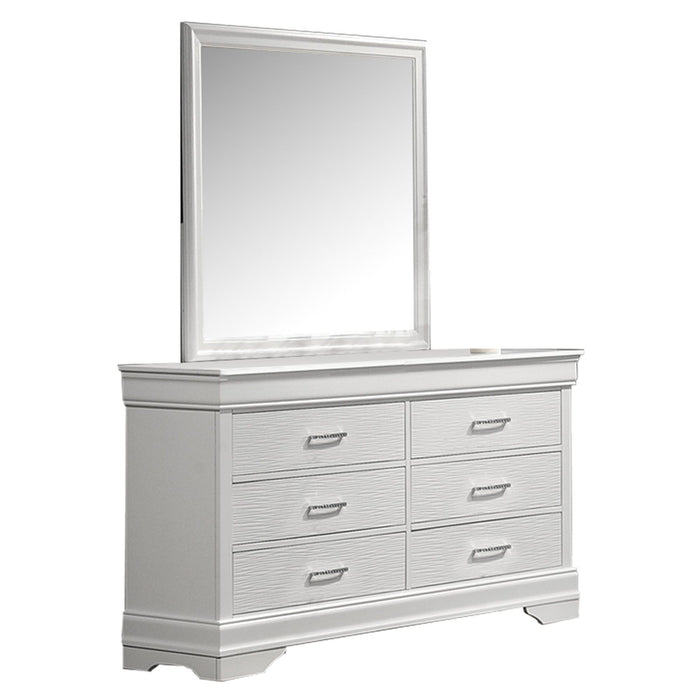 1 Piece Dresser Of Drawers Bedroom Furniture With Diamond Accent Handles, Drawer Box - White Home Essentials