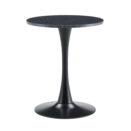 Round Dining Table With Faux Marble Top And Metal Pedestal +, 23.6" Diameter For Kitchen, Living Room, Small Spaces Home Essentials