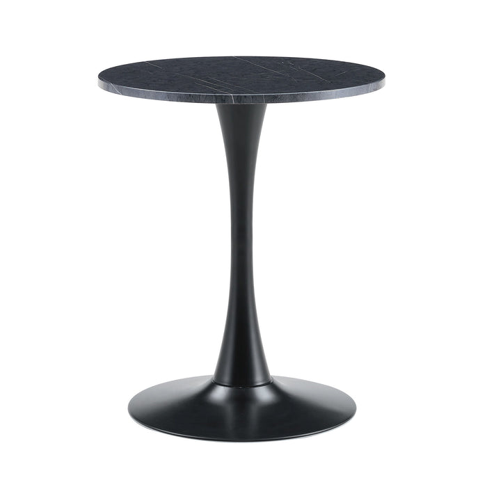 Round Dining Table With Faux Marble Top And Metal Pedestal +, 23.6" Diameter For Kitchen, Living Room, Small Spaces Home Essentials