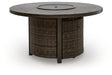 Monterey Point - Round Fire Pit Table - Dark Brown Signature Design by Ashley®