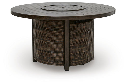 Monterey Point - Round Fire Pit Table - Dark Brown Signature Design by Ashley®