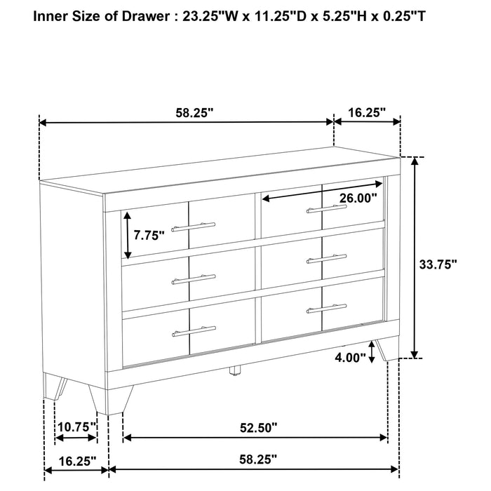 Strout - 6 Drawer Dresser - Cream Furniture Max