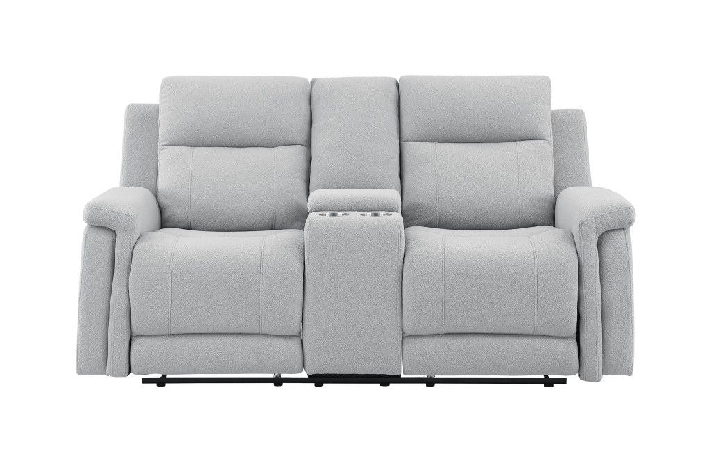 Power Reclining Loveseat With Storage - Light Gray