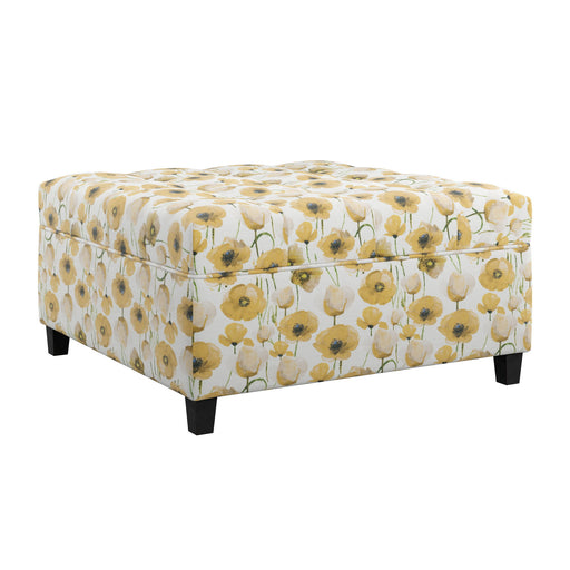 Floral Storage Ottoman With Traditional Design - Gold Emerald Home