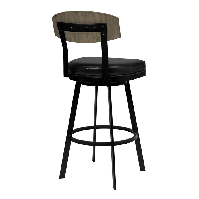 36" Iron Counter Height Bar Chair - Black