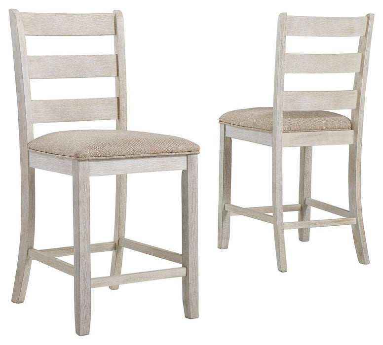 Skempton - Upholstered Barstool (Set of 2) - White Signature Design by Ashley®