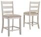 Skempton - Upholstered Barstool (Set of 2) - White Signature Design by Ashley®
