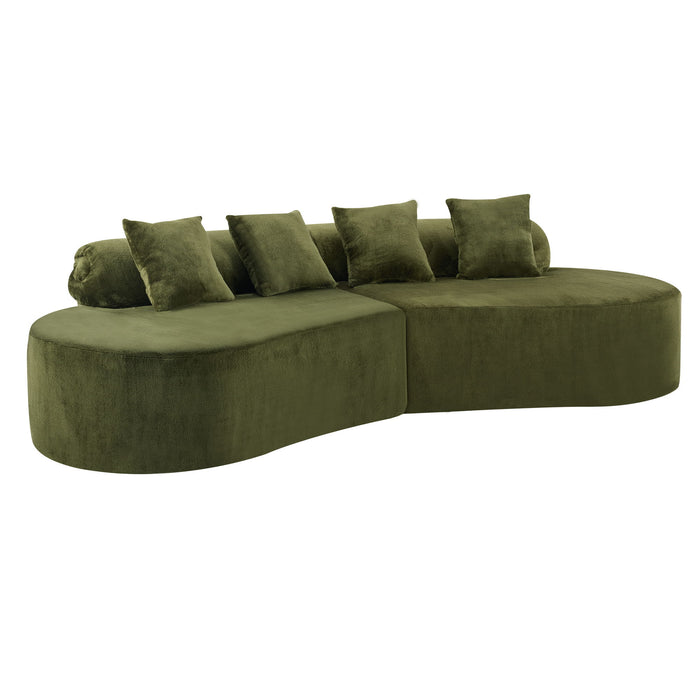 Modern Curved Sofa With Pillows Home Essentials