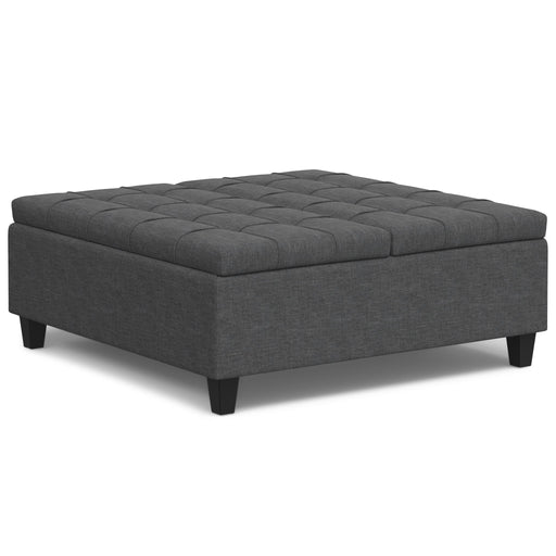 Harrison - Multifunctional Large Square Coffee Table Storage Ottoman - Gray Simpli-Home