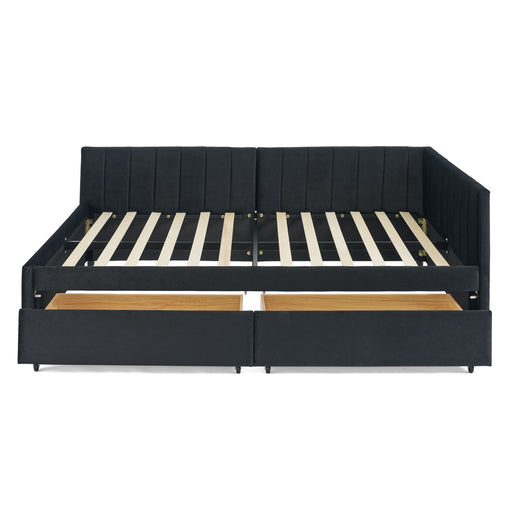 Upholstered Tufted Daybed Frame With Storage Drawers Home Essentials