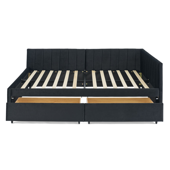 Upholstered Tufted Daybed Frame With Storage Drawers Home Essentials