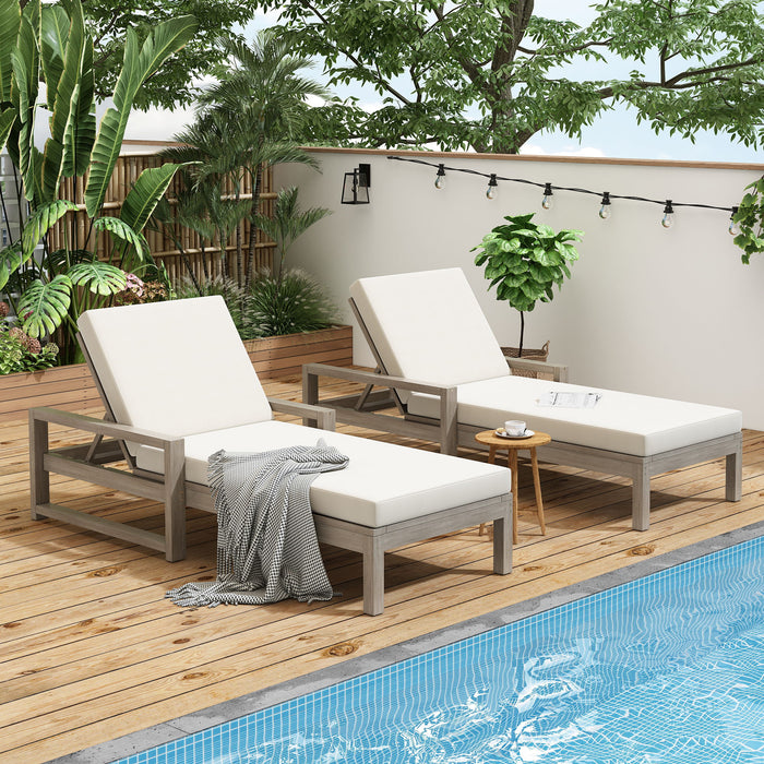 Outdoor Lounge Chairs, 5 Position Chaise Lounge With Adjustable Backrest (Set of 2) - Gray Hearth and Haven