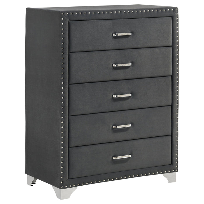 5 Drawer Bedroom Chest With Crystal Pulls Furniture Max