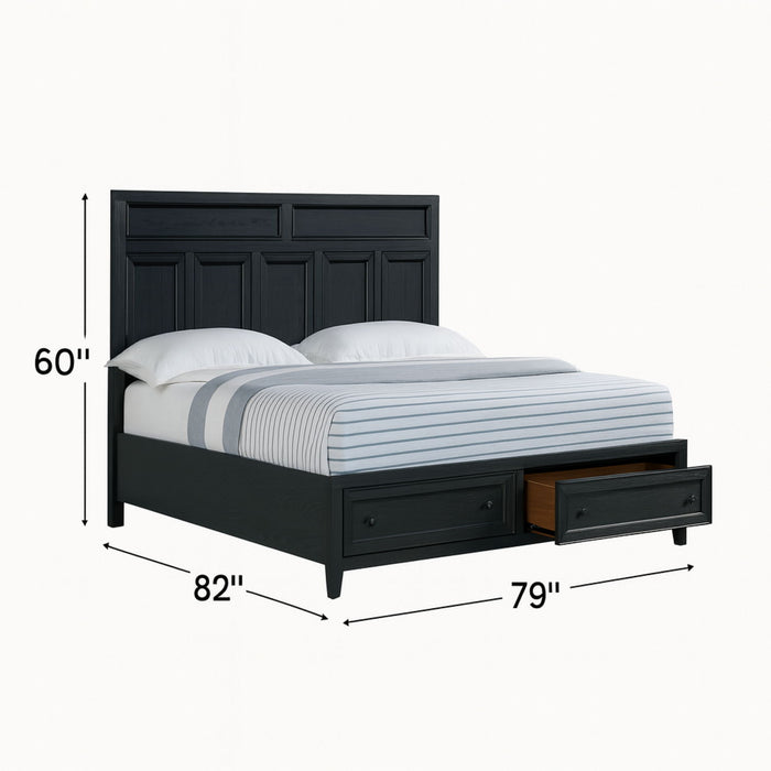 Storage Bed With Panel Headboard And Spacious Footboard Drawers