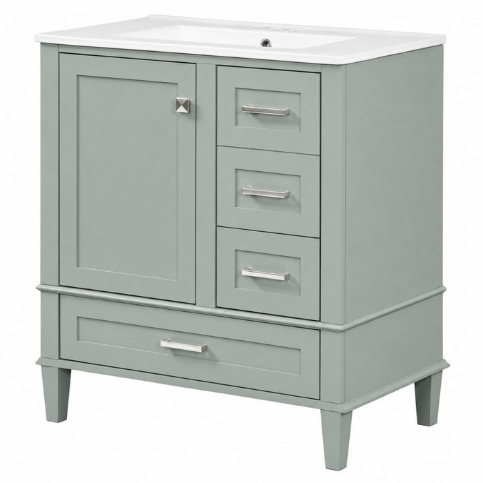 Bathroom Vanity With Sink, Soft Closing Door And Drawers - Light Green Hearth and Haven