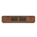 TV Stand With 2 Drawers, Doors & Cable Management, Soft Closing Hinges - Walnut Hearth and Haven