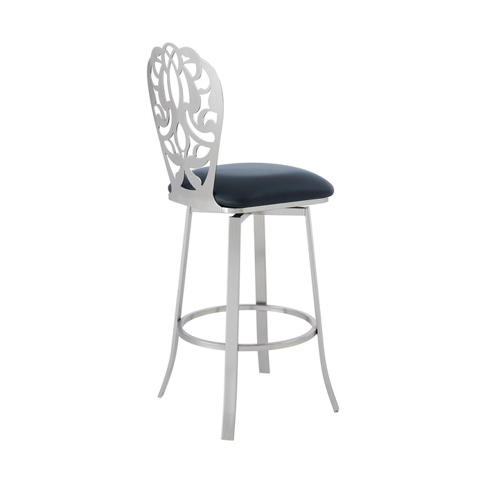 46" Swivel Bar Height Bar Chair - Gray / Silver