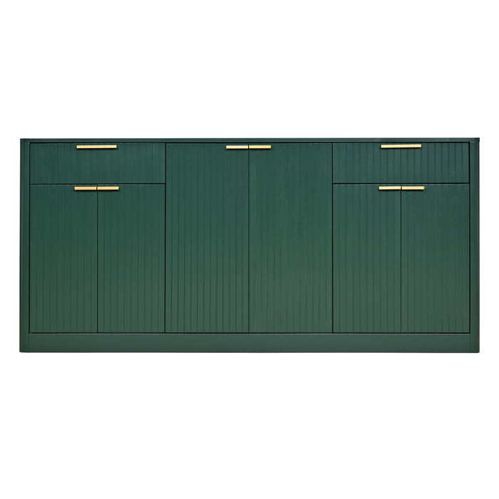 Large Fluted Buffet Sideboard, Wine Bar Storage Cabinet With 6 Doors & 2 Drawers Home Essentials