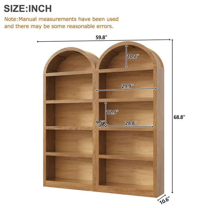 Freestanding Tall 5 Tier Display Bookcase For Living Room (Set of 2) - Brown Hearth and Haven