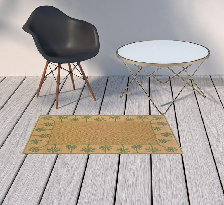 2' X 4' Stain Resistant Indoor / Outdoor Rug - Beige