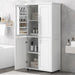 Tall And Wide Bathroom Floor Storage Cabinet With 4 Doors, Adjustable Shelves - White Hearth and Haven