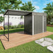 Lean To Shed With Open Sided Pergola, Outdoor Storage Shed & Attached Hardtop Gazebo Combo - Gray Daily Nest
