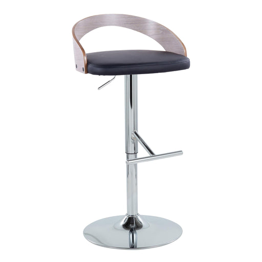 Grotto - Contemporary Adjustable Height Barstool With Swivel With Straight T Footrest (Set of 2) - Black Lumi Source
