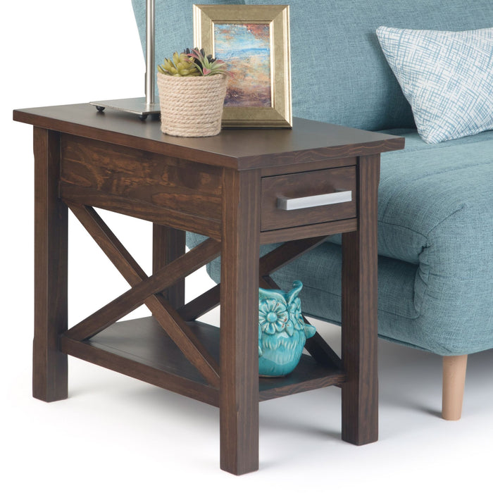 Kitchener - Narrow Side Table - Warm Walnut Brown Simpli-Home