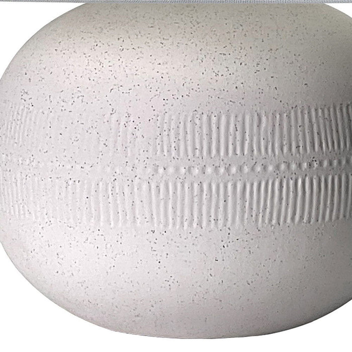 Ceramic Round Table Lamp With White Cone Shade - Off-White