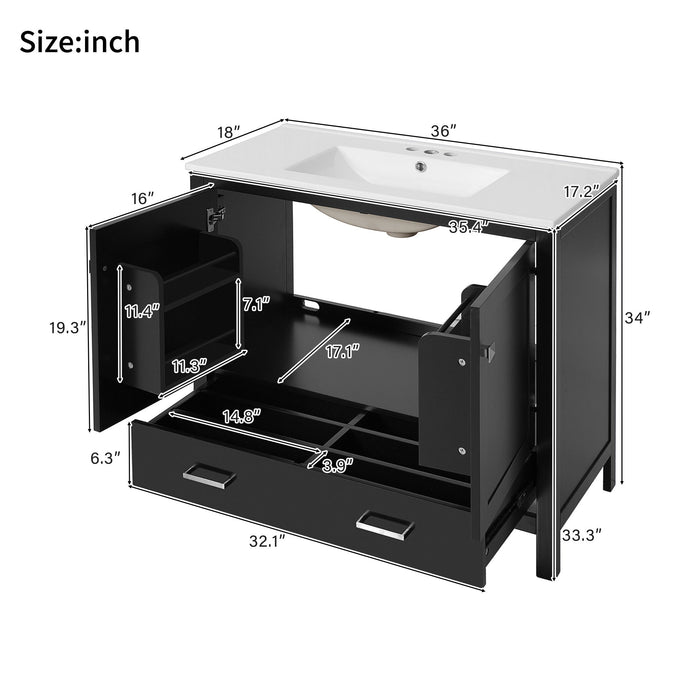 Bathroom Vanity With Sink, Soft Close Doors, Double Shelves & Divided Drawer Hearth and Haven