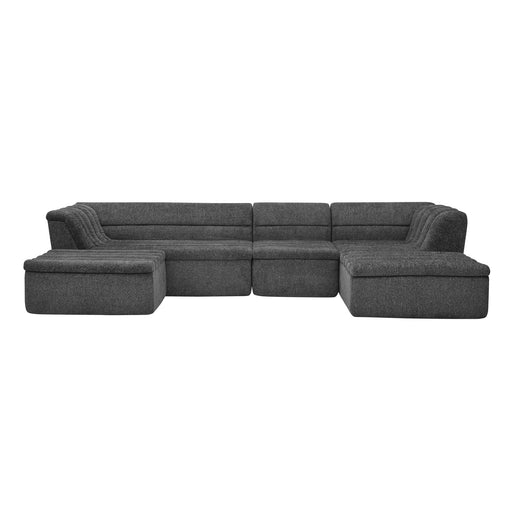 U-Shaped Modular Sectional Sofa With Chaise And Movable Ottoman With Wave-Shaped Armrest Home Essentials