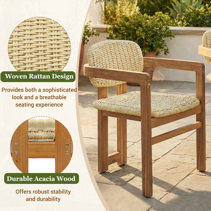Outdoor Accent Armchairs For Patio (Set of 2) - Natural / Teak Hearth and Haven