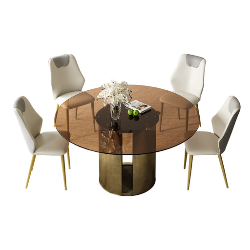 Modern Round Dining Table Set With Glass Top And Steel Legs Home Essentials