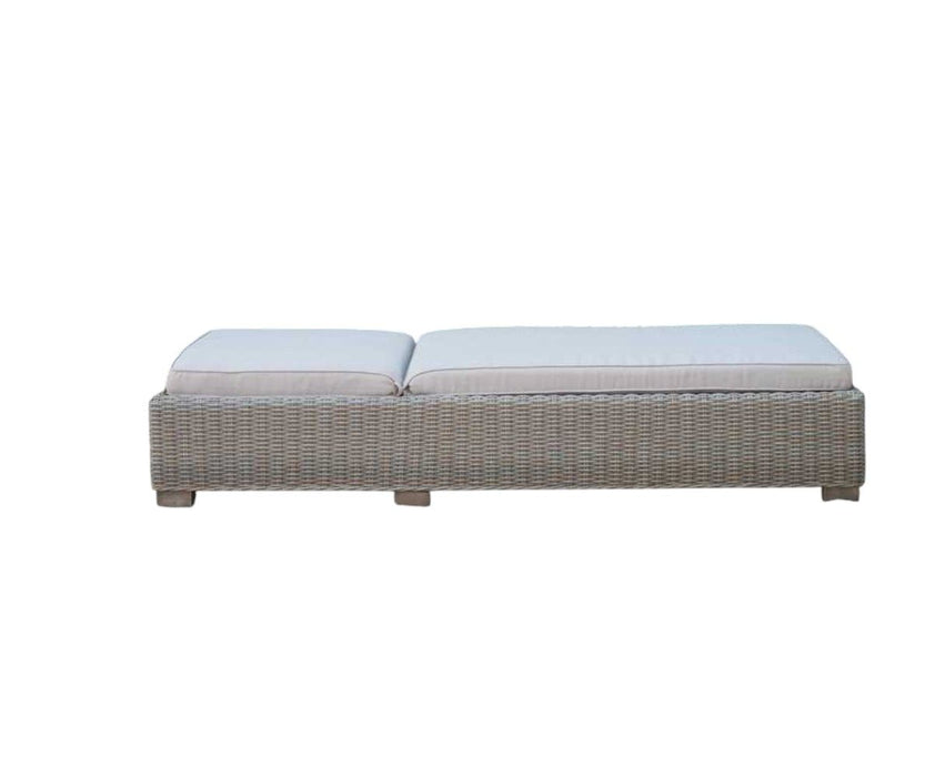 Chaise Lounge With Beige Cushion - Brown