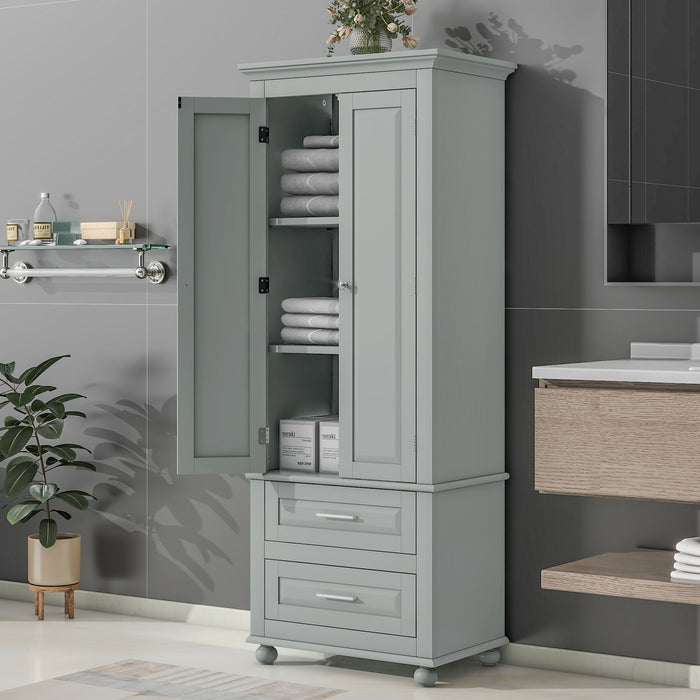 Tall Storage Cabinet With 2 Drawers For Bathroom Hearth and Haven