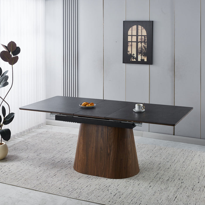 Extendable Dining Table With Cone Base - Brown / Black Home Essentials