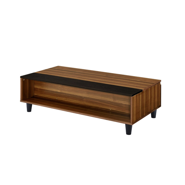 Lift Top Coffee Table With Shelf - Brown And Black