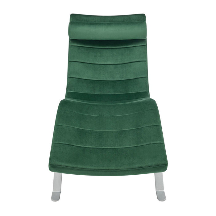 Velvet Lounge Chair - Green And Silver