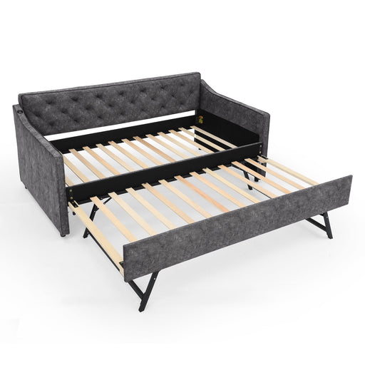 Daybed With Pop Up Trundle And USB Charging Armrest Home Essentials