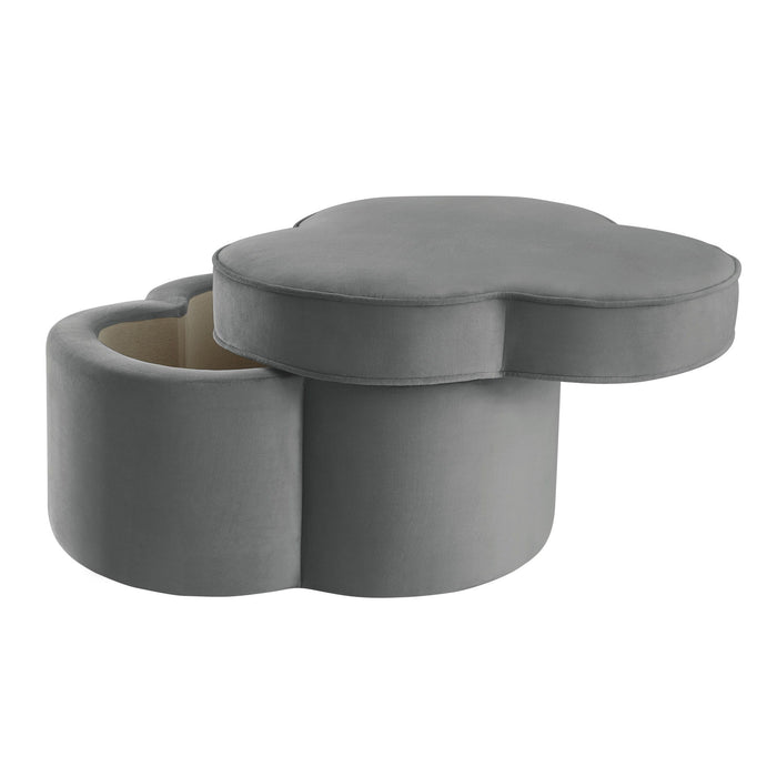 Velvet Specialty Cocktail Ottoman - Gray