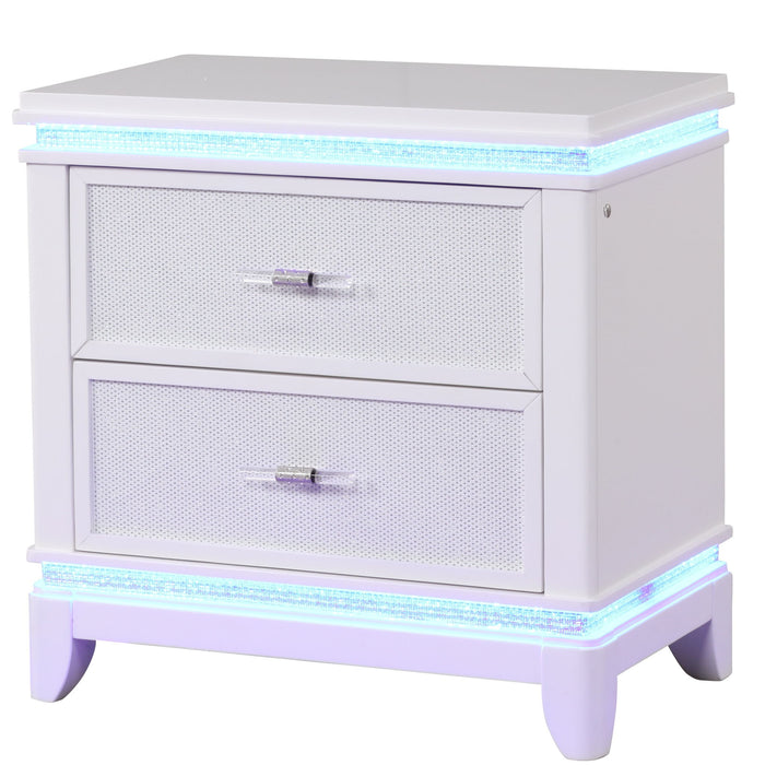 Opium - 2 Drawer Nightstand With LED Lights - White Matrix Furniture Group
